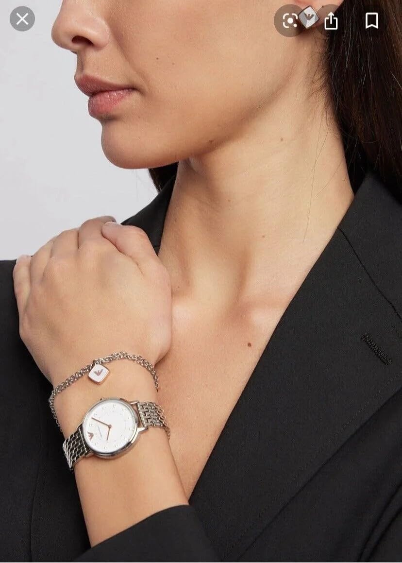 - Emporio Armani Watch for Women | Two Hand Movement | 32 mm Silver Stainless Steel Case with a Stainless Steel Strap | AR80023 -