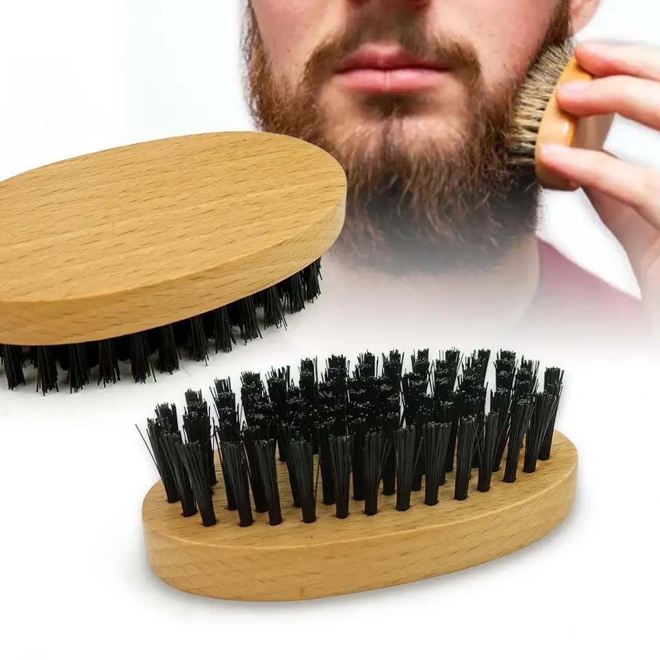- Mens Beard Grooming Set | 2 Brushes and Comb | Hessian Bag Eco Friendly -