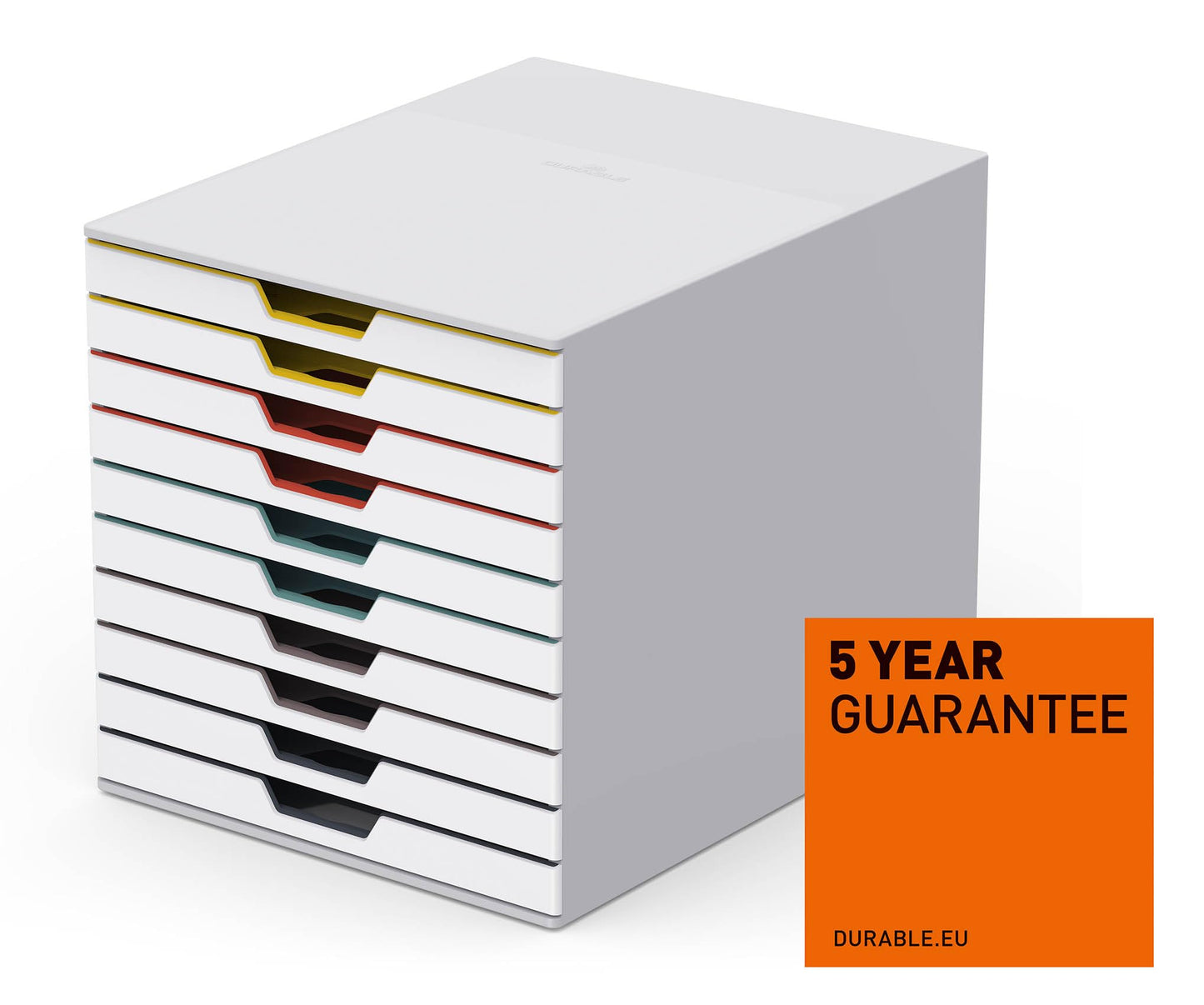 - Durable VARICOLOR MIX 10 Drawer Unit | Desktop Drawer Set with 10 Colour Coded Draws | Ideal for Storing Documents and Paper Work -