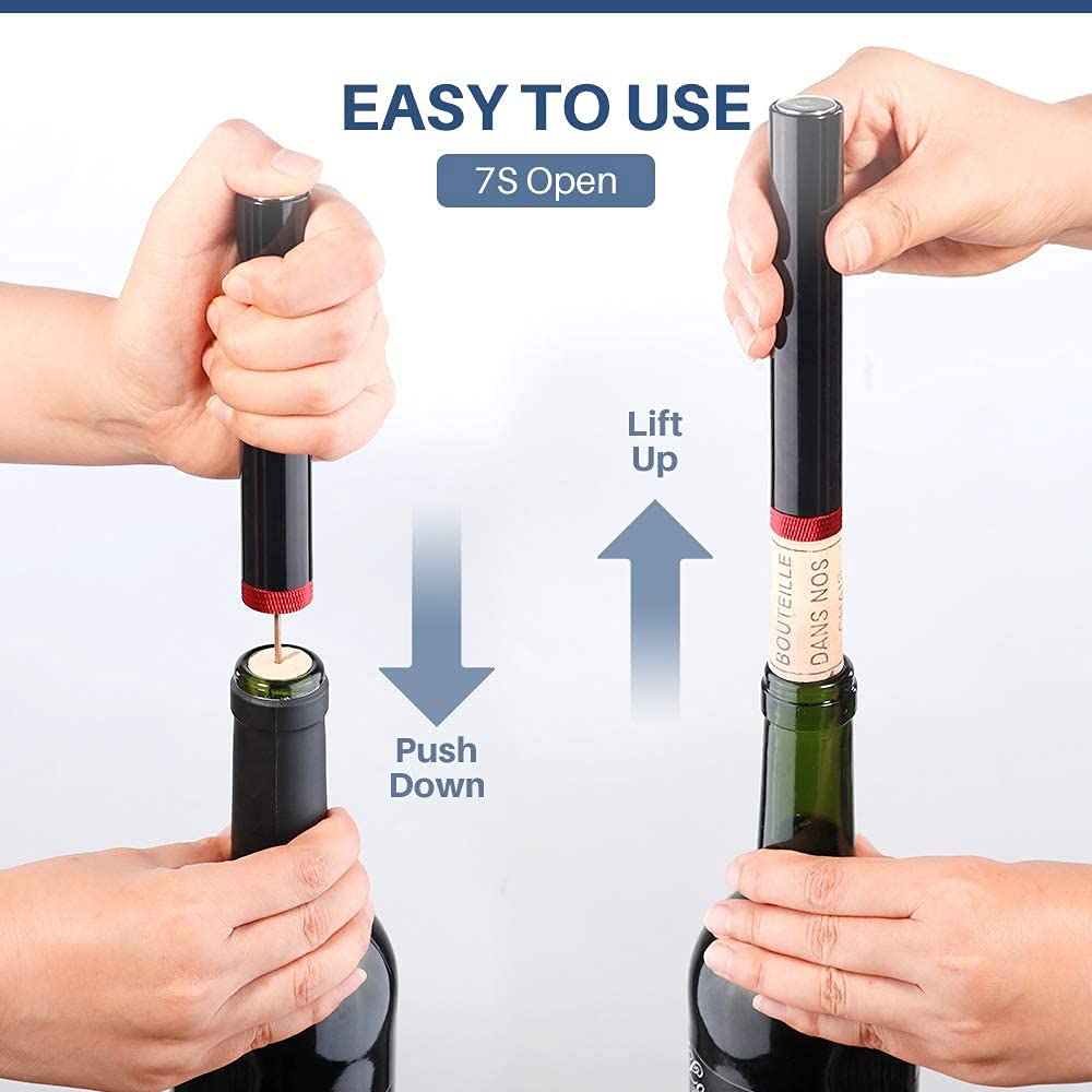 Air Pressure Pump Bottle Opener, Quntis Wine Opener Wine Pump Easy Cork Remover Corkscrew, Great Gift for Wine Lovers - 7S Quick Bottle Opening, Detachable