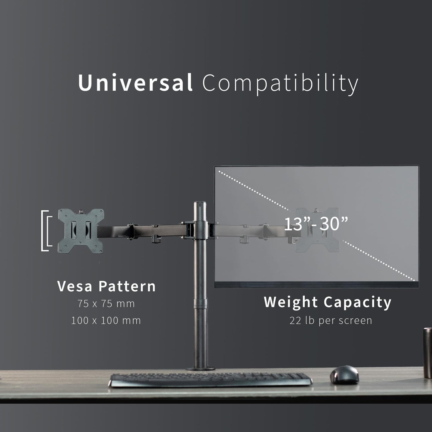 - VIVO Dual Monitor Desk Mount, Heavy Duty Fully Adjustable Steel Stand, Holds 2 Computer Screens up to 30 inches and Max 10 kg each, Black, STAND-V002 -