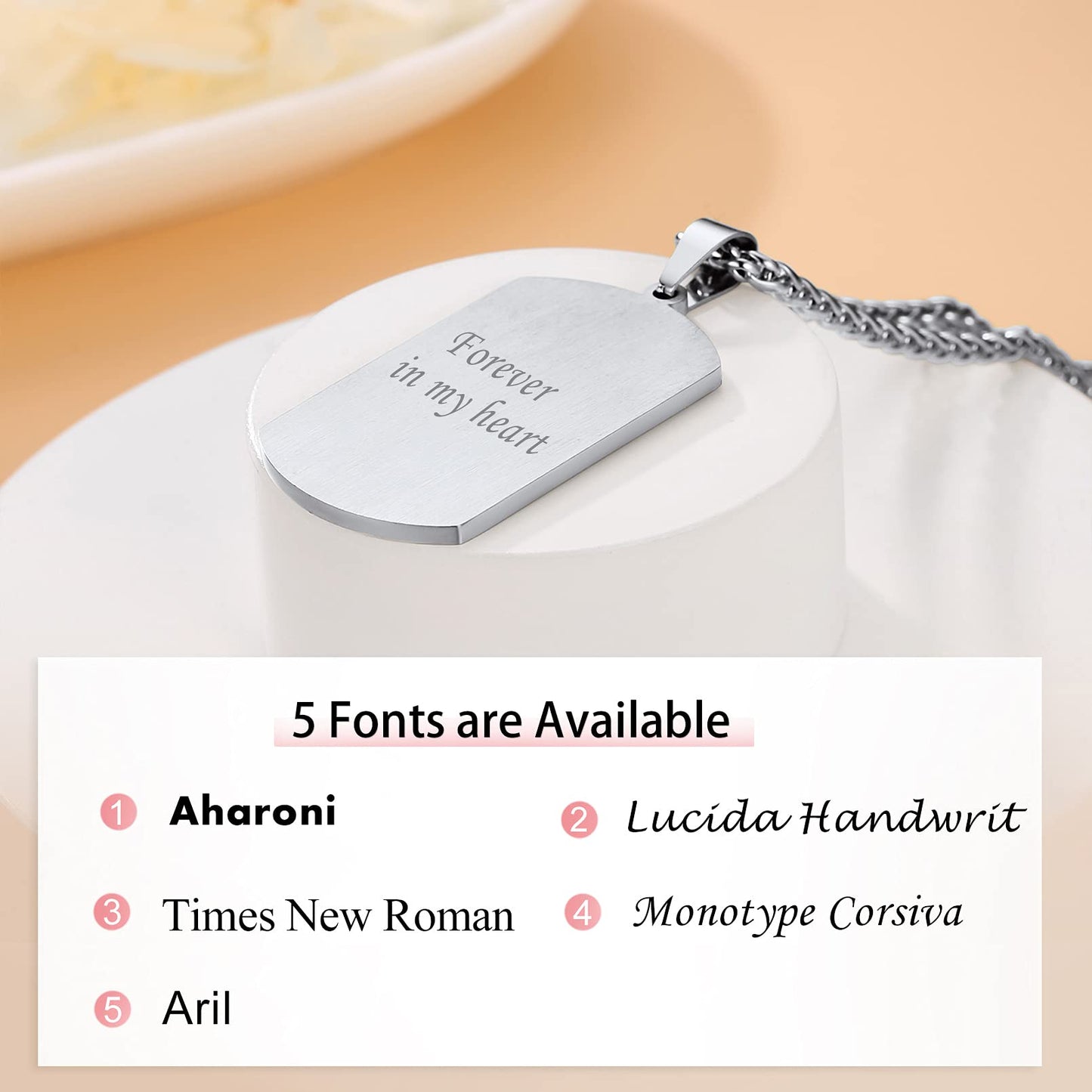 - Personalised Necklace for Men | Engraved Jewellery  | Stainless Steel Photo Chain -