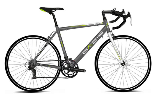 Basis Phantom Unisex ALLOY Road Bike, 700c Wheel, 14 Speed - Gloss Grey/Lime/White