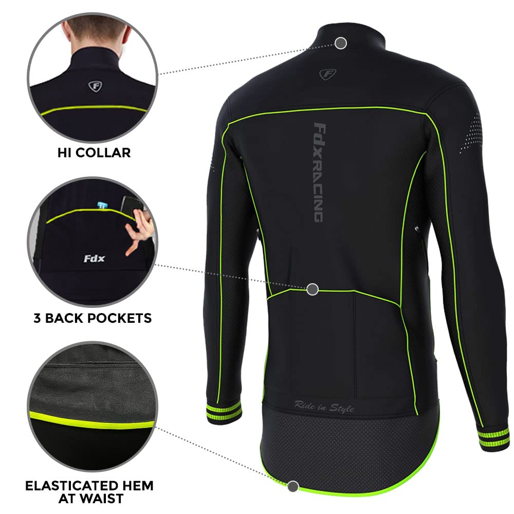 - FDX Men’s Winter Cycling Jacket | Windproof | Softshell Thermal Fabric -