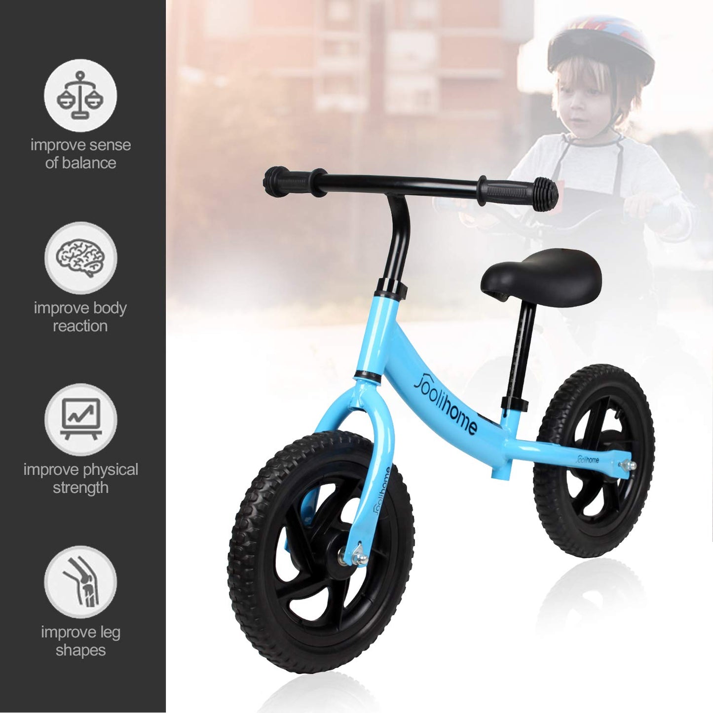 12" Balance Bike Carbon Steel Frame No Pedal Walking Balance Bike Training Bicycle for Kids and Toddlers 2- to 6 Years Old