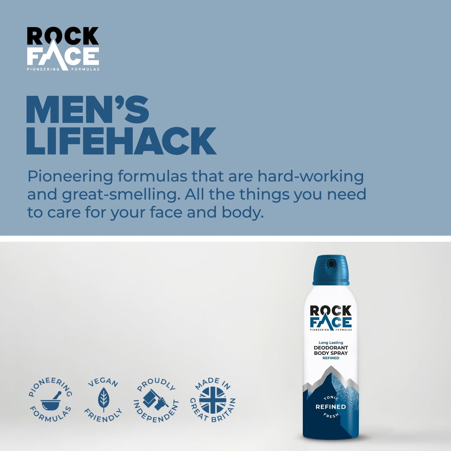 - Rock Face Refined Body Spray Deodorant 200ml | Sandalwood & Cedar Scent | Fast Absorbing | Non Staining -