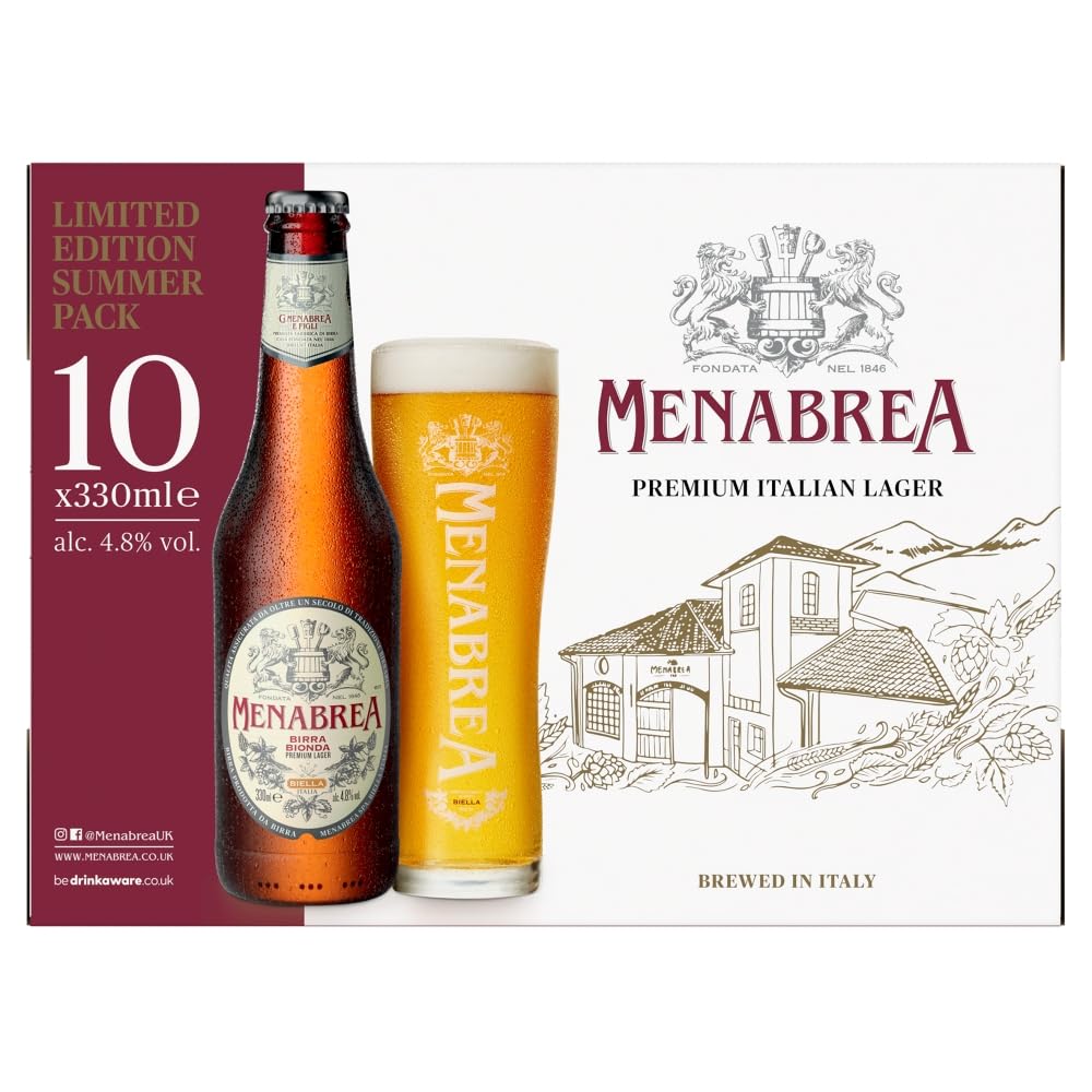 - Menabrea Limited Edition Summer Pack | Premium Italian Lager | 10 x 330ml -