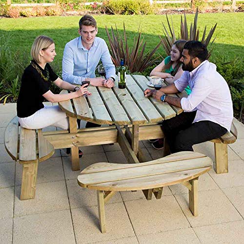 BrackenStyle Aberdeen Picnic Table – Durable Heavy Duty Round Pub Table – Suitable for 8 People 2.15M Diameter