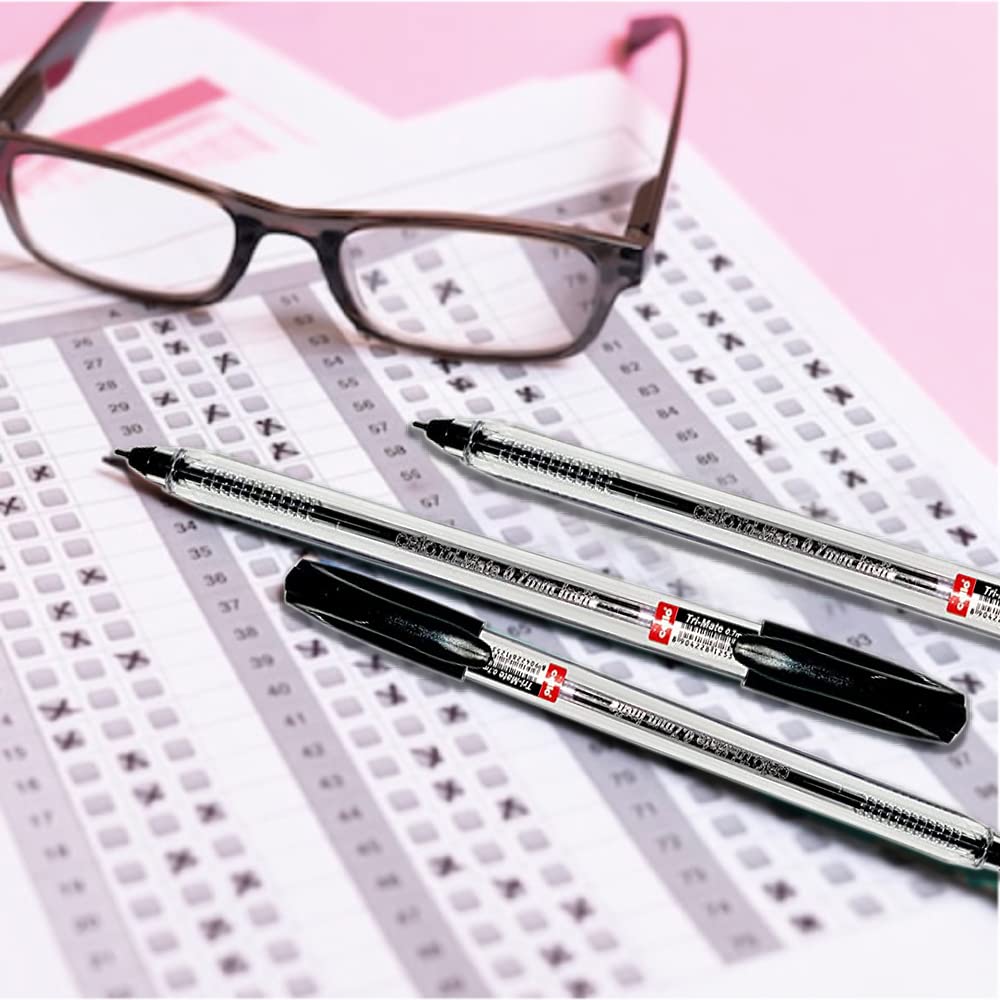 Cello Black Ballpoint Pens, Tri-Mate Medium Point Biros Multipack Pens | 1.0mm Ball Point Black Ink Pens for Writing | Ballpoint Pens Ideal for Stationery Supplies and School Supplies Pack of 10