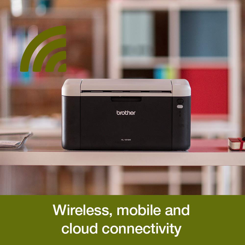 Brother HL-1212W Mono Laser Printer | PC Connected & Wireless | Print | A4 | UK Plug