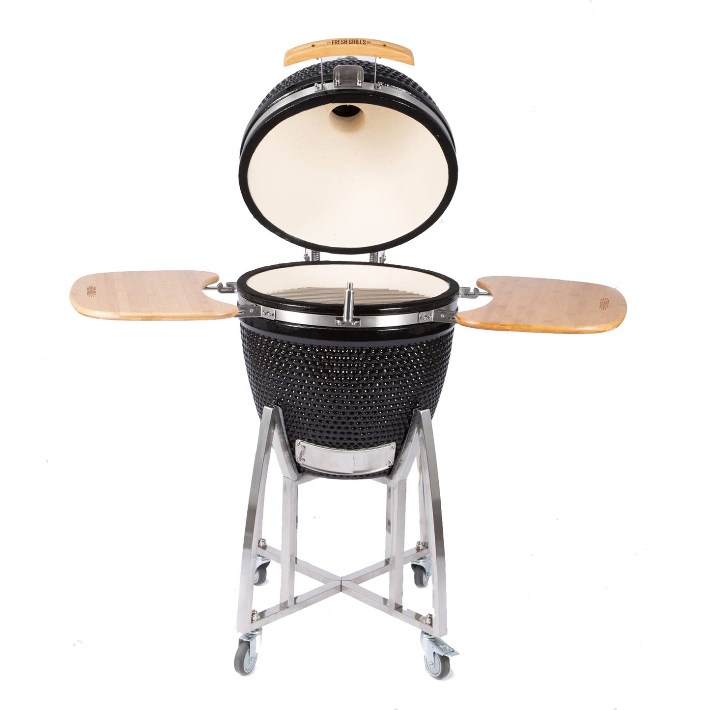 - Fresh Grills Ceramic BBQ Grill | Mini Kamado BBQ Oven | Barbecue Grill and Charcoal Smoker with Stand -