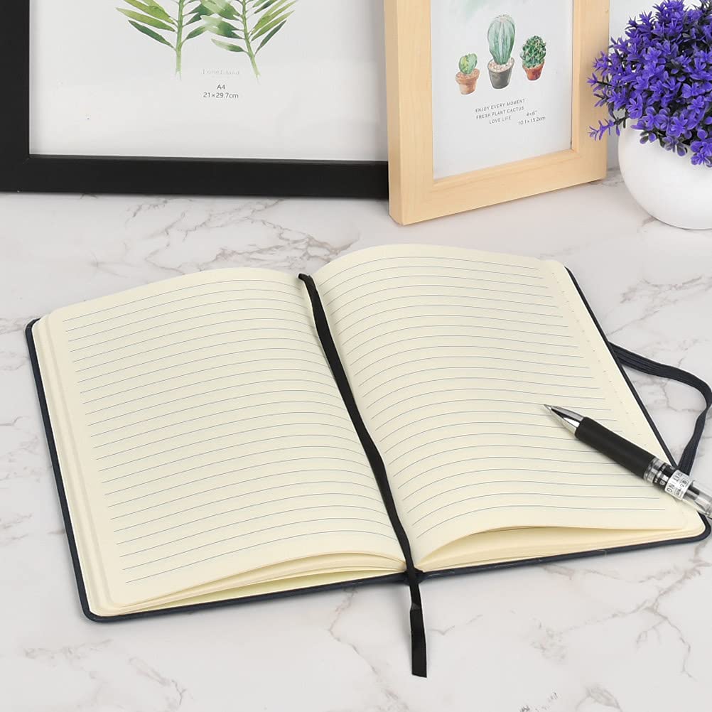 BEEK QS3I A5, 3 PCS Journal, Lined Notebook, Hardcover Notepad for Office, 160 Pages Book with Elastic Strap, Diary Pad for Business Writing, Note Recording-Balck, Acrylic, Black