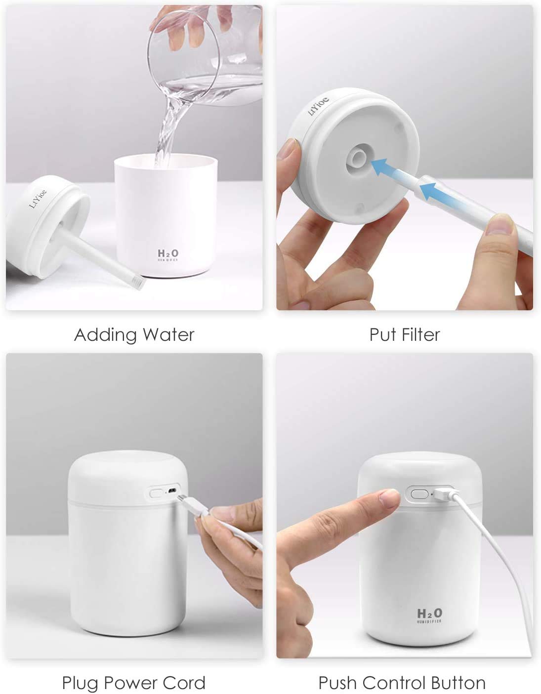 - LtYioe Humidifier | Portable Mini Humidifiers | 2 Mist Modes and Auto Shut-Off -