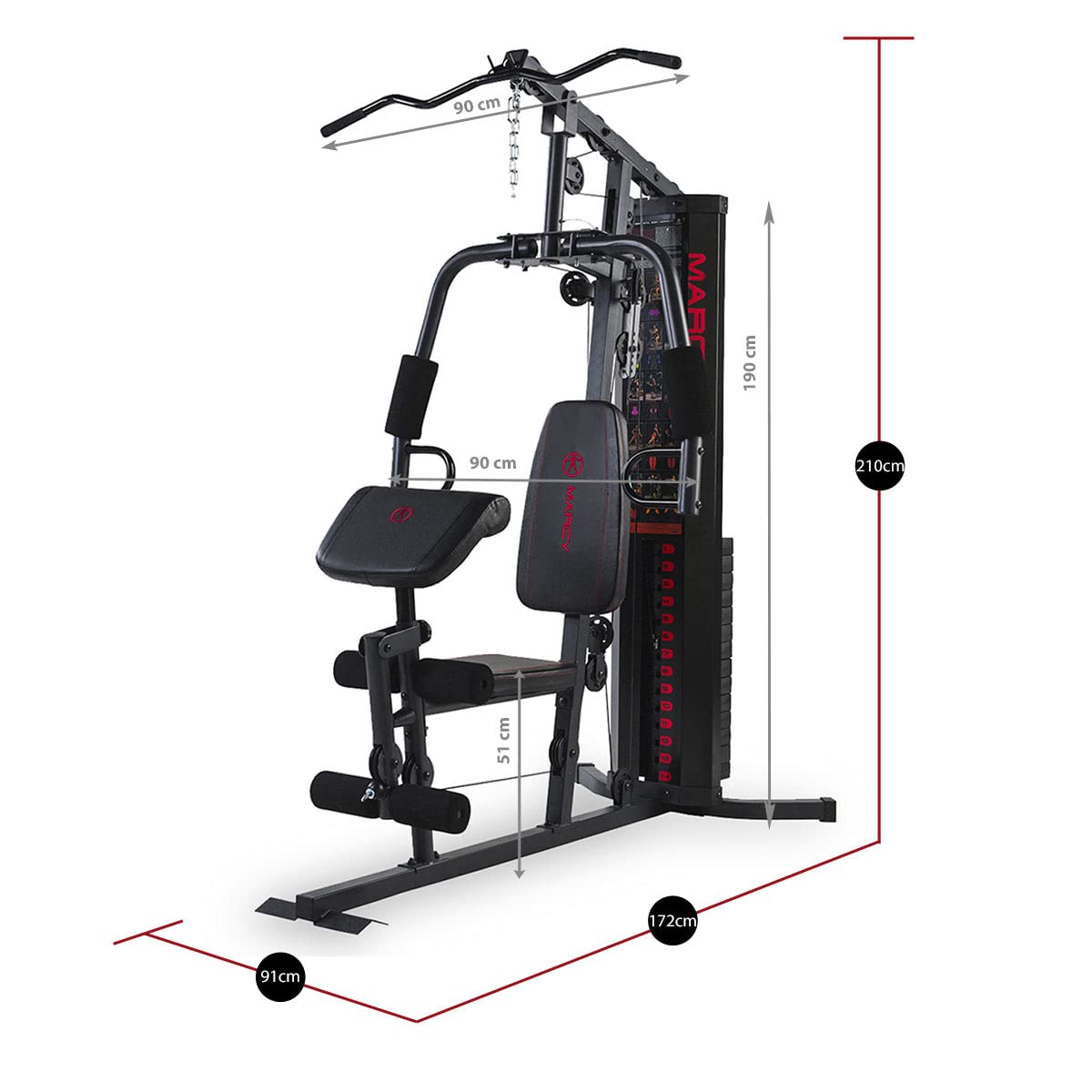 - Marcy Eclipse HG3000 Compact Home Gym with Weight Stack | 68 kg -