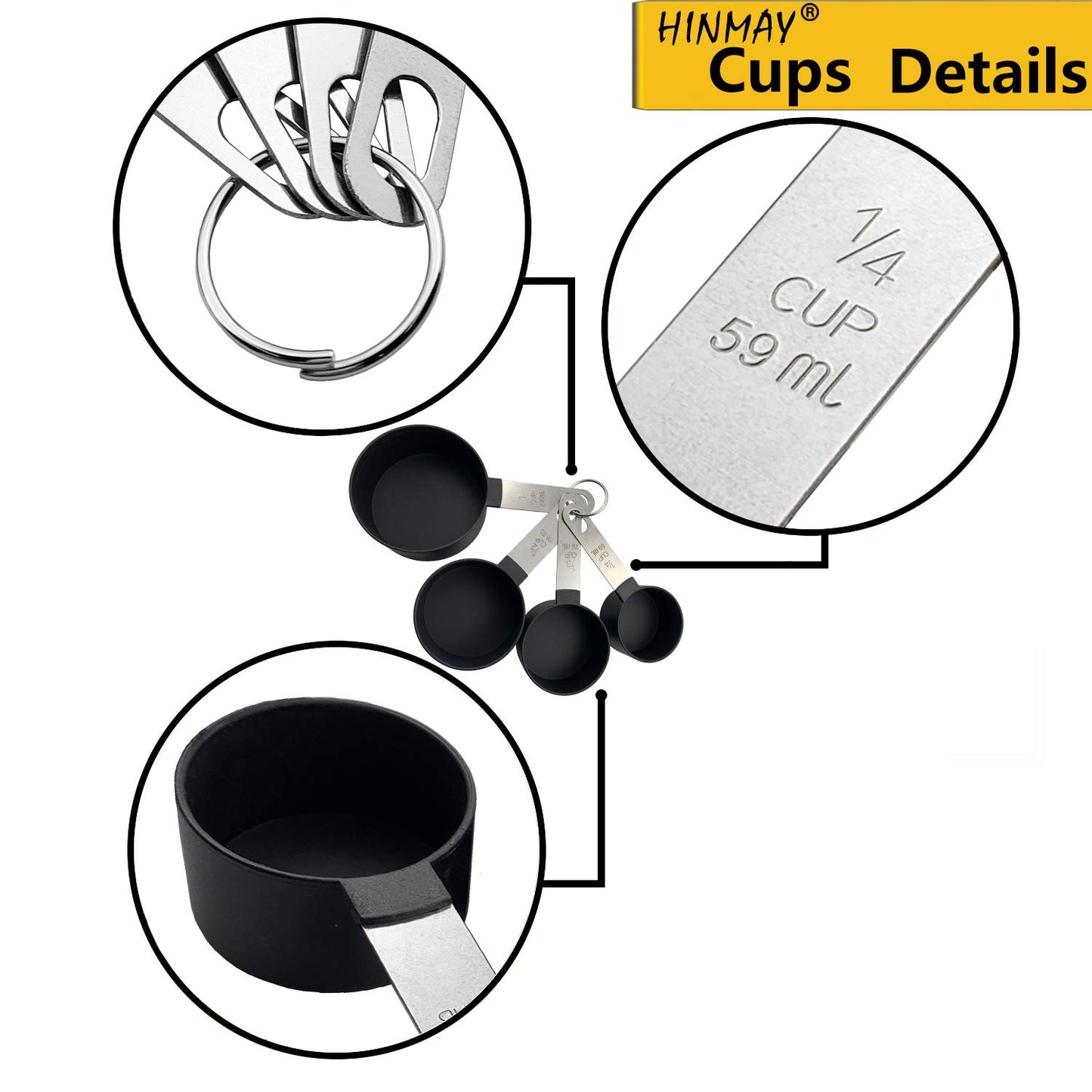 - HINMAY 8-Piece Measuring Cups and Spoons | Kitchen Nesting Measurement Tools for Liquids and Solids -