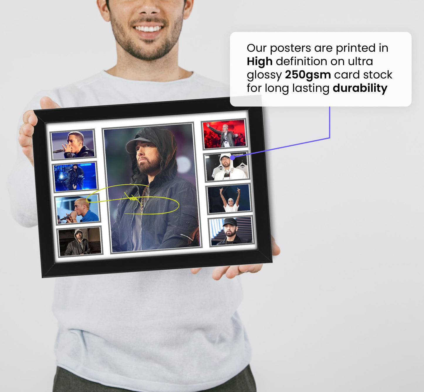 - Eminem Autograph Poster Print | Limited Edition Collage Of The Music Legend -