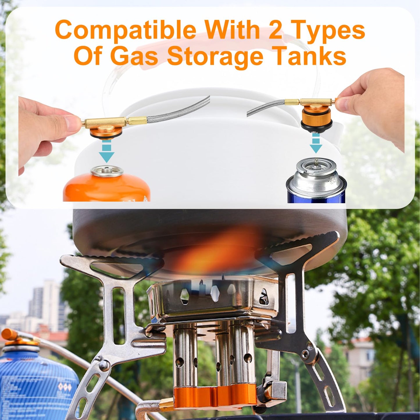 Camping Gas Stove, Portable Camping Stove Outdoor, 6800W Windproof Backpacking Gas Stove with Piezo Ignition, Foldable Camping Gas Burner for BBQ, Hiking, Camping, Trekking, Fishing, Picnic