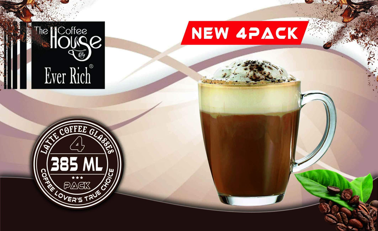 - EVER RICH ® Latte Glass Tea Coffee Cup Mug -