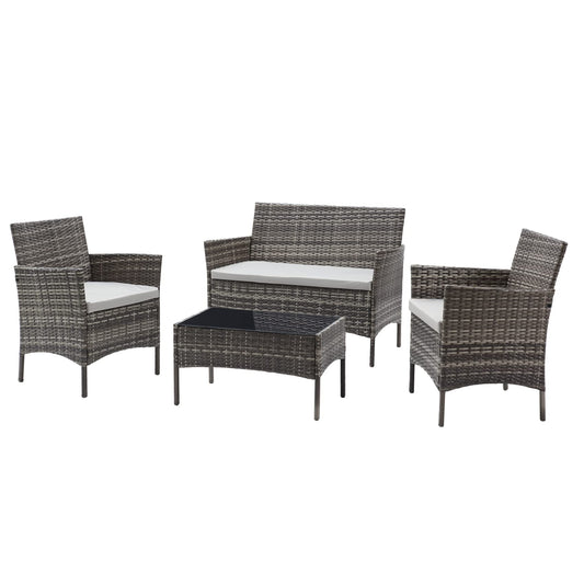 - TMEE Rattan Garden Outdoor Furniture Set | 4 Seaters Patio Conversation -
