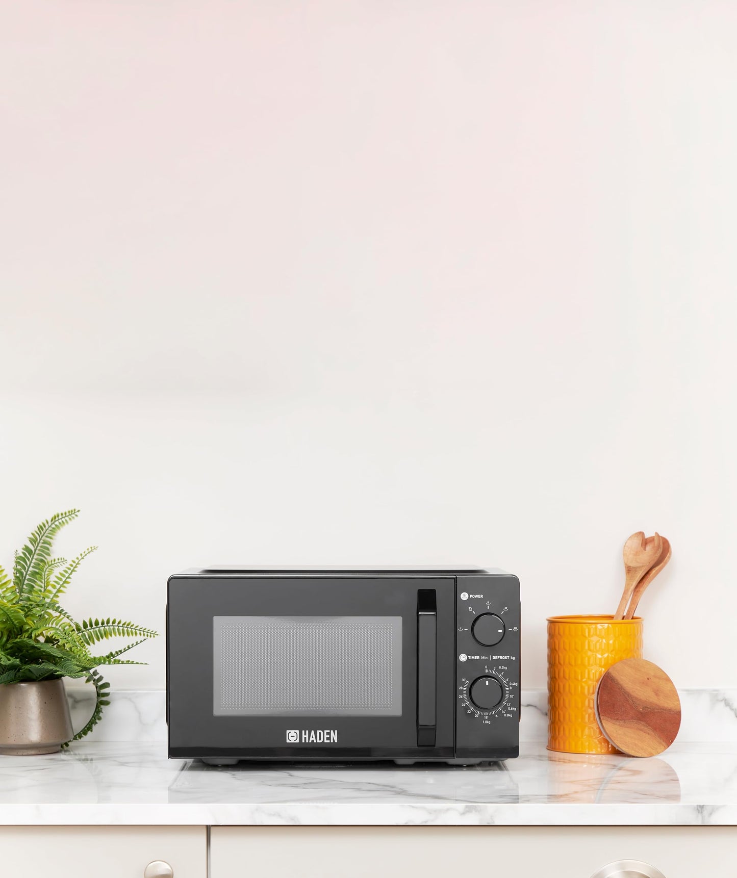 - Haden 17L Black Microwave Oven | Silent End Signal | 700W Microwave with 5 Power Levels | Manual Controls | Defrost Function -