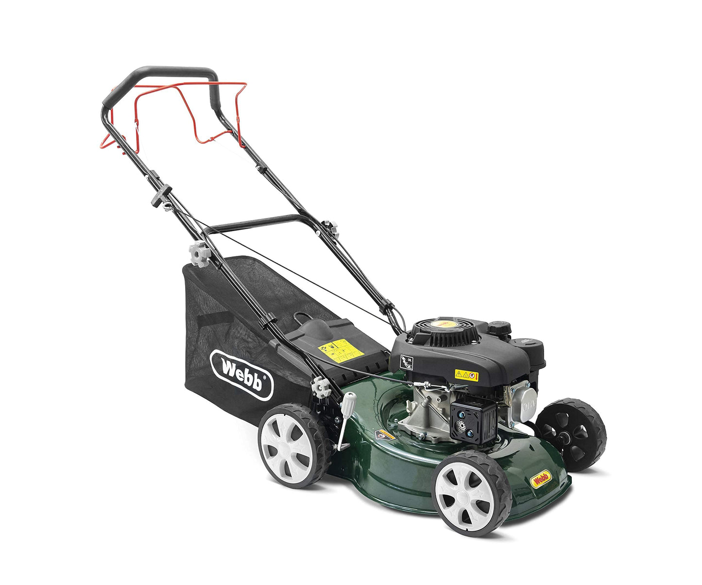 - Webb WER410SP 16”/41cm Self Propelled Rotary Petrol Lawnmower, 132cc 4-Stroke Engine