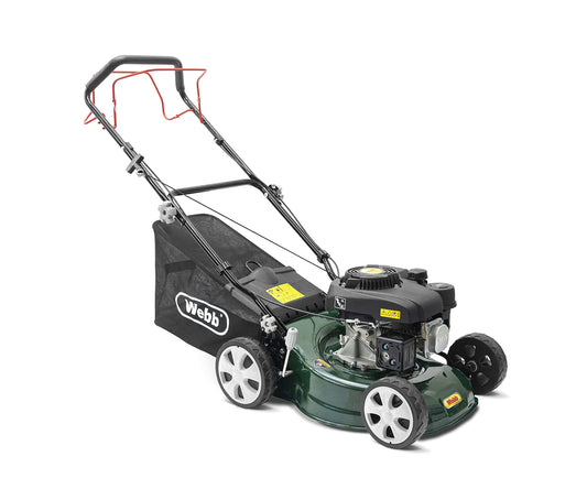 - Webb WER410SP 16”/41cm Self Propelled Rotary Petrol Lawnmower, 132cc 4-Stroke Engine