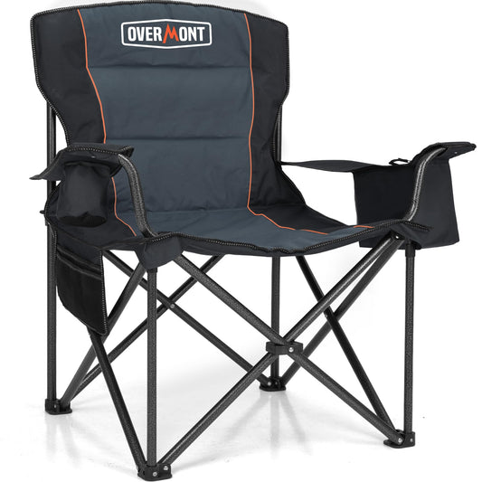- OVERMONT Oversized Camping Folding Chair | Side Pocket & Carry Bag -