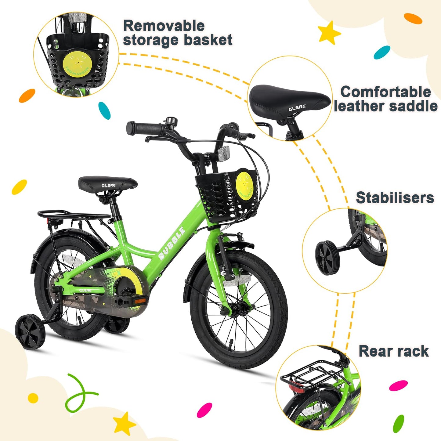 - Glerc Bubble 12 Inch Kids Bike | 1 2 3 4 Years Old -