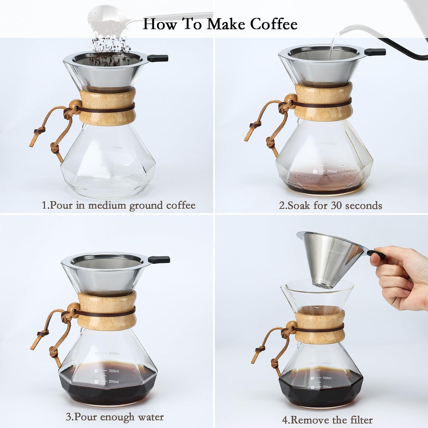 - Lalord Pour Over Coffee Maker | Reusable Stainless Steel Filter -