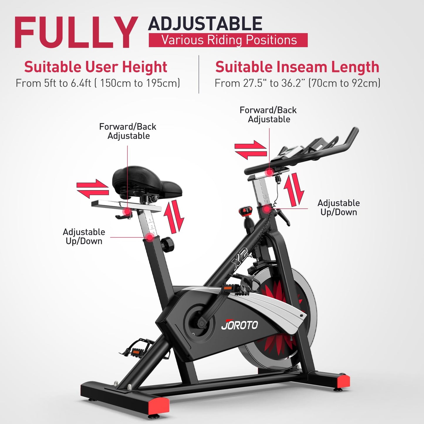 - JOROTO X2 Exercise Bike For Home Use | 136kg Weight Capacity & Magnetic Resistance -