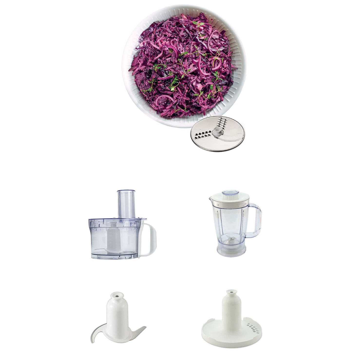 - Kenwood Food Processor | 2.1L Bowl | 1.2 L Blender | Emulsifying | Knife Blade | Reversible Slicing and Grating Discs | 800 W -