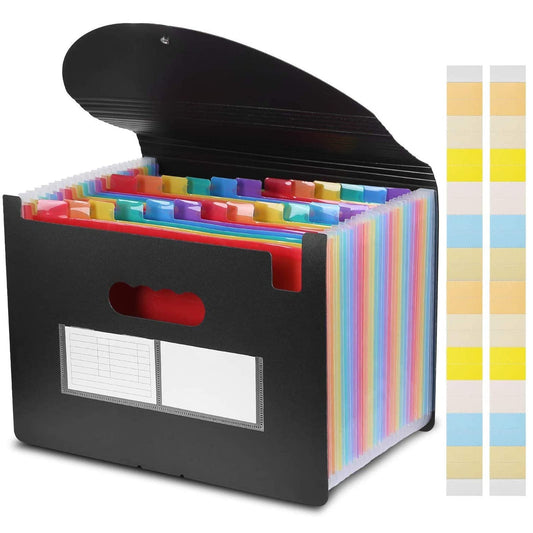 - File Organisers | Supmaker 24 Pockets Expanding File Folder | A4 Size Accordion Folder Expandable File Organiser with Lid | Rainbow Document Organiser for Filing Folders and Storage Files -