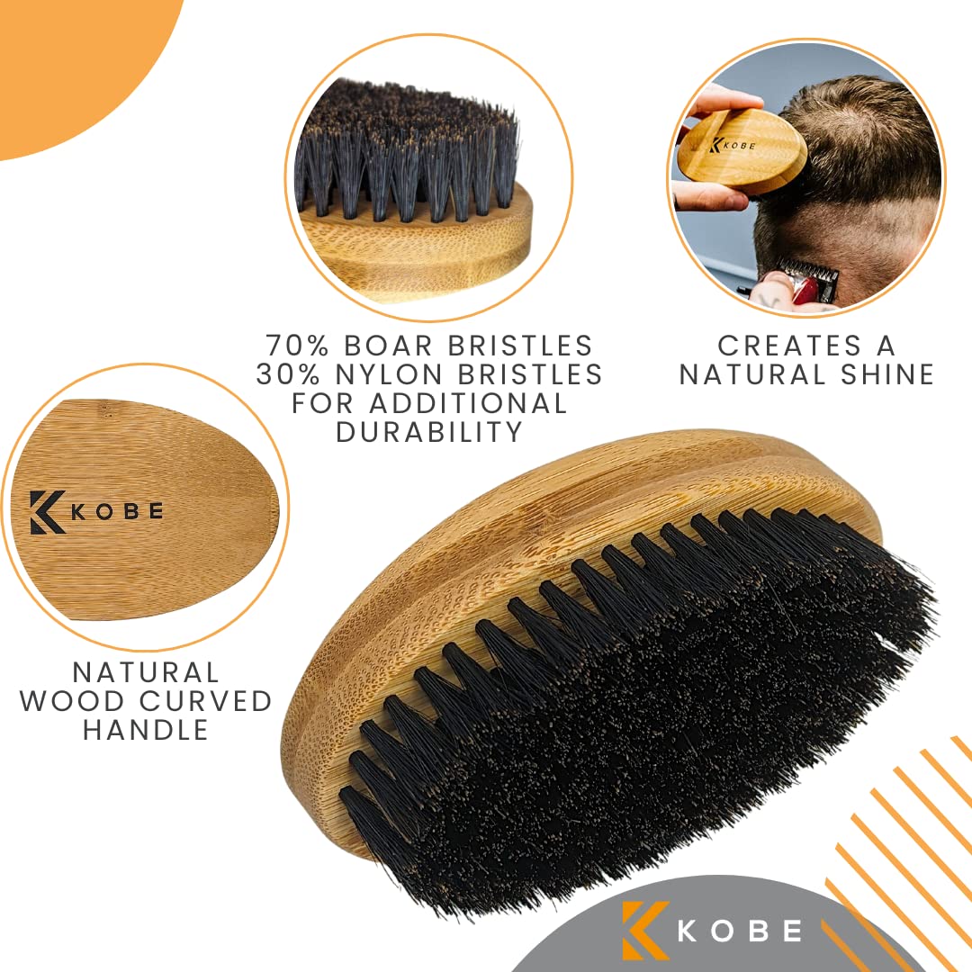 - Kobe Palm Men's Military Style Boar Bristle Hair Brush/Beard Brush -
