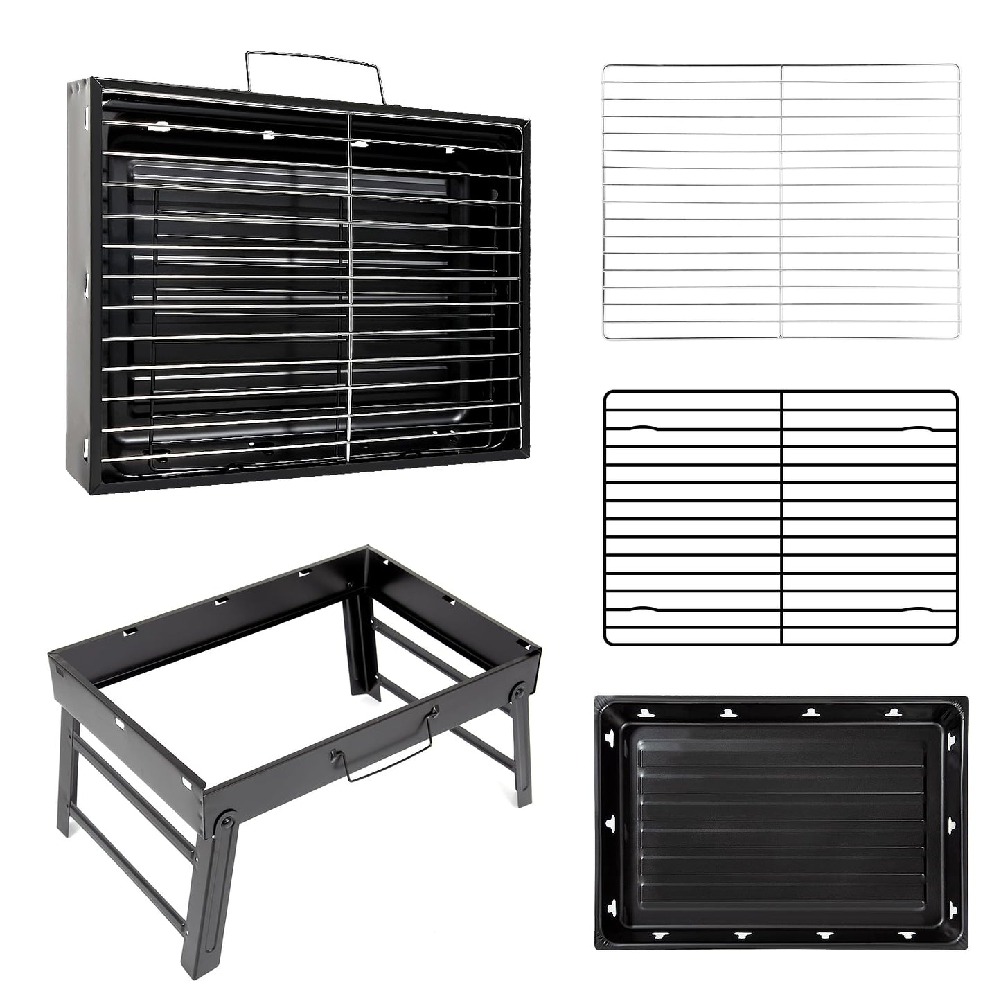 Barbecue Grill, AGM Charcoal Grill Portable Folding BBQ Grill Barbecue Desk Tabletop Outdoor Stainless Steel Smoker BBQ for Picnic Garden Terrace Camping Travel