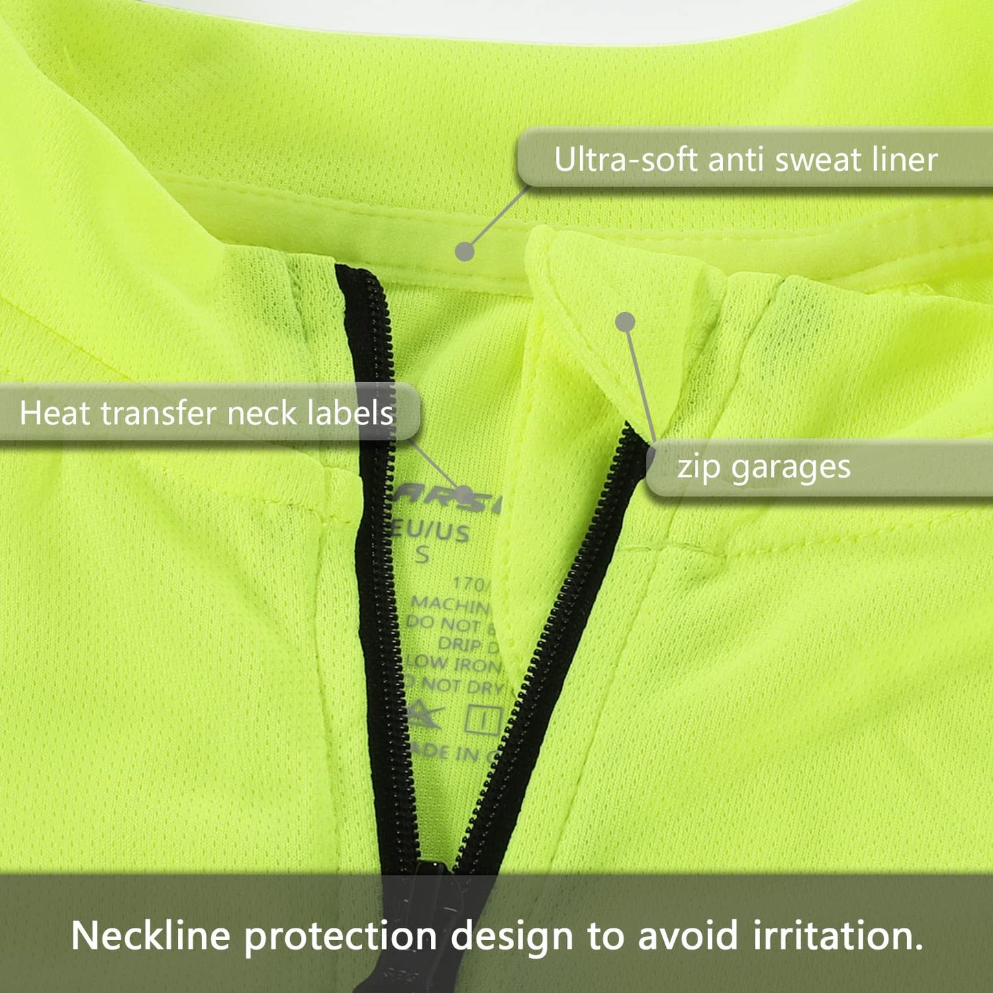 ARSUXEO Men's Cycling Jersey Long Sleeve Cycling Top with 3 Deep Pockets 6030 Green L