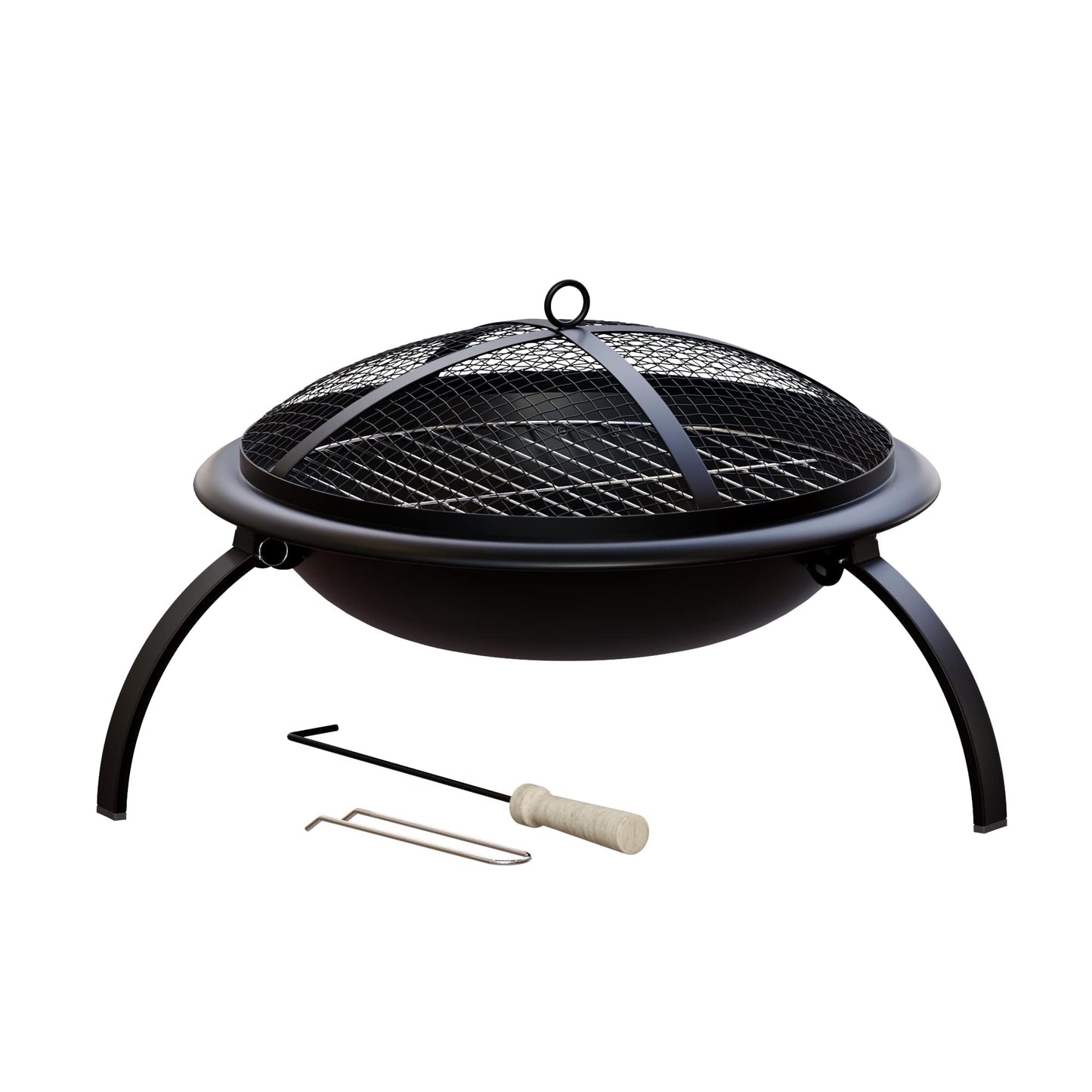 - Fire Vida Fire Pit | Steel Folding Outdoor Garden Patio Heater Grill | Comes With Poker, Grill, Mesh Lid, Grate -