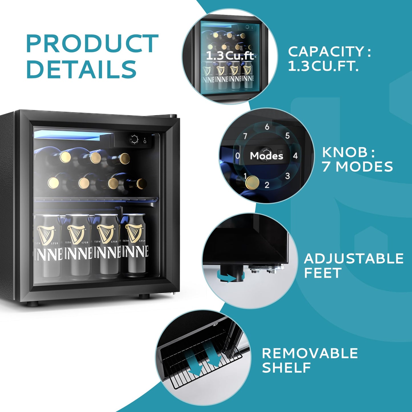 - EUHOMY Beverage Refrigerators with Glass Door | Beverage Fridge Cooler | 55 Can Drink Fridge | Wine Bottle Fridge -