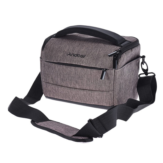 Andoer DSLR Camera Shoulder Bag, Cuboid-Shaped Portable Fashion Polyester Camera Case for Canon Nikon Sony FujiFilm Olympus Panasonic (Brown)