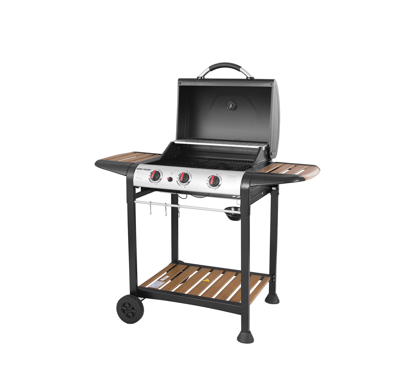 - George Foreman 3 Burner Gas BBQ | Automatic Ignition & Integrated Thermometer -