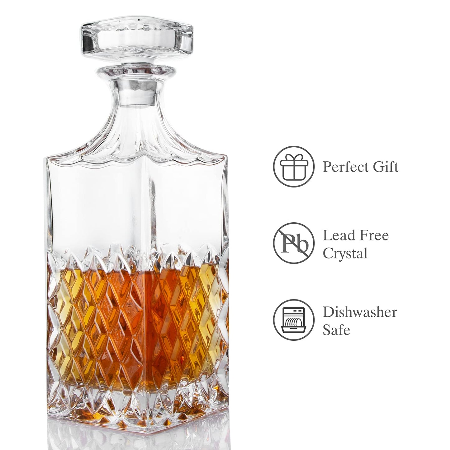 - LIGHTEN LIFE Whiskey Decanter | 849ml Non-Lead Crystal Whiskey Decanter with Stopper in Gift Box -