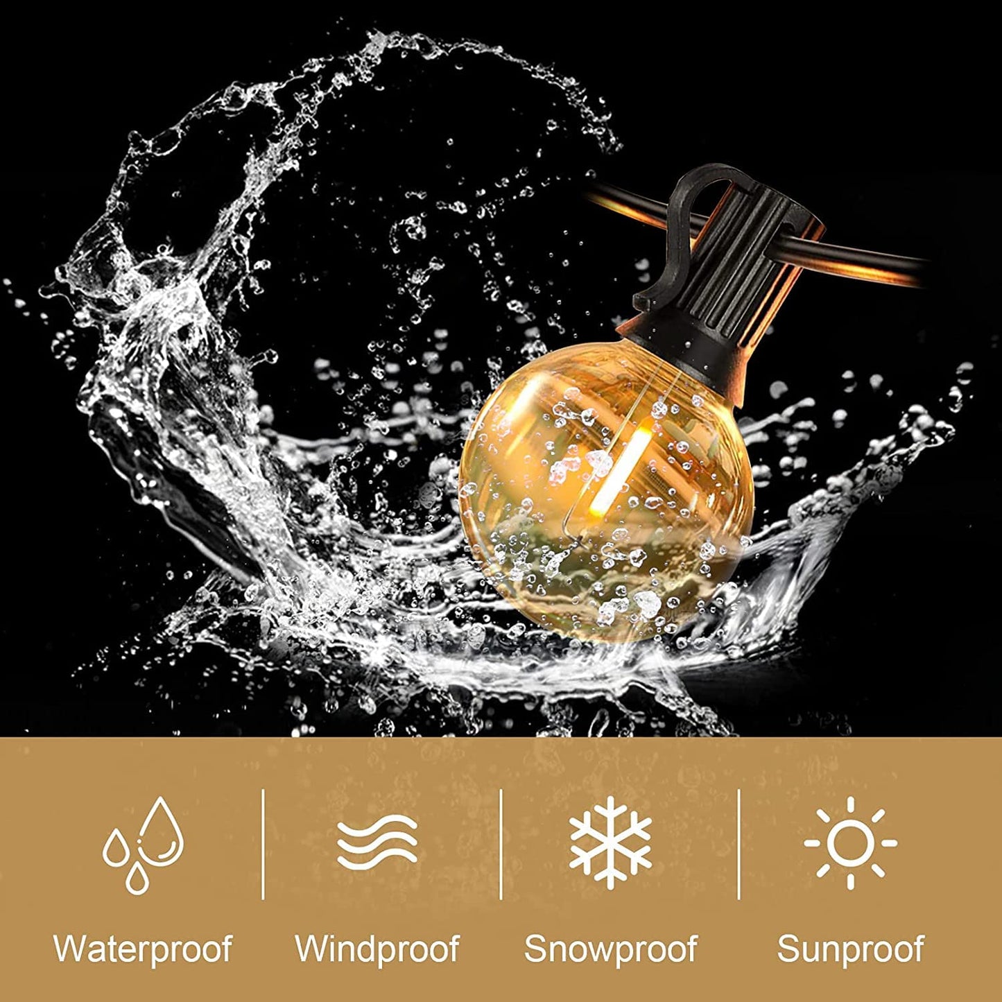 - Naatsu Outdoor LED String Lights 36.5M/120FT | G40 Globe Patio Lights | Energy Saving -