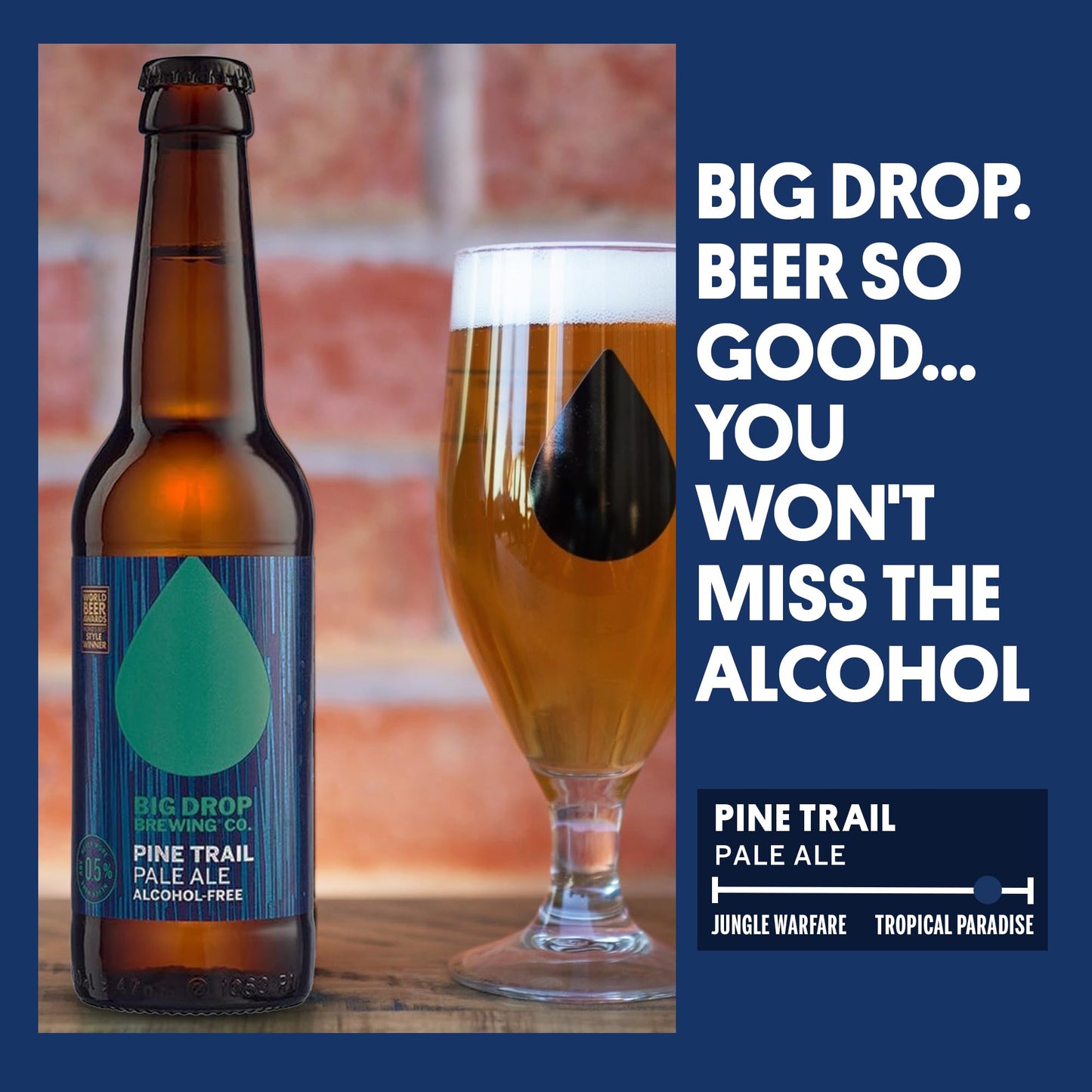 Big Drop Pine Trail Pale Ale - Naturally Brewed Alcohol Free Pale Ale with a Citrusy Bite - Vegetarian & Gluten Free (12 x 330ml Bottles)