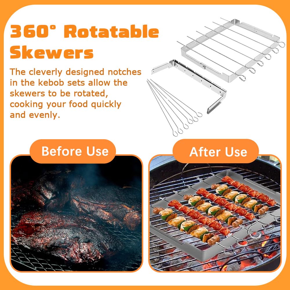 - KARBAG Barbecue Skewers & Rack Set | BBQ Kebab Rack With Oil Brushes -