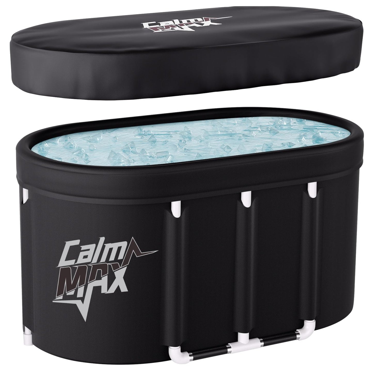 CalmMax Oval Ice Bath Tub with Lid for Athletes 450L Portable Cold Plunge Tub for Cold Water Therapy 5 Layers Ice Baths at Home Outdoor Gym - 105cm long