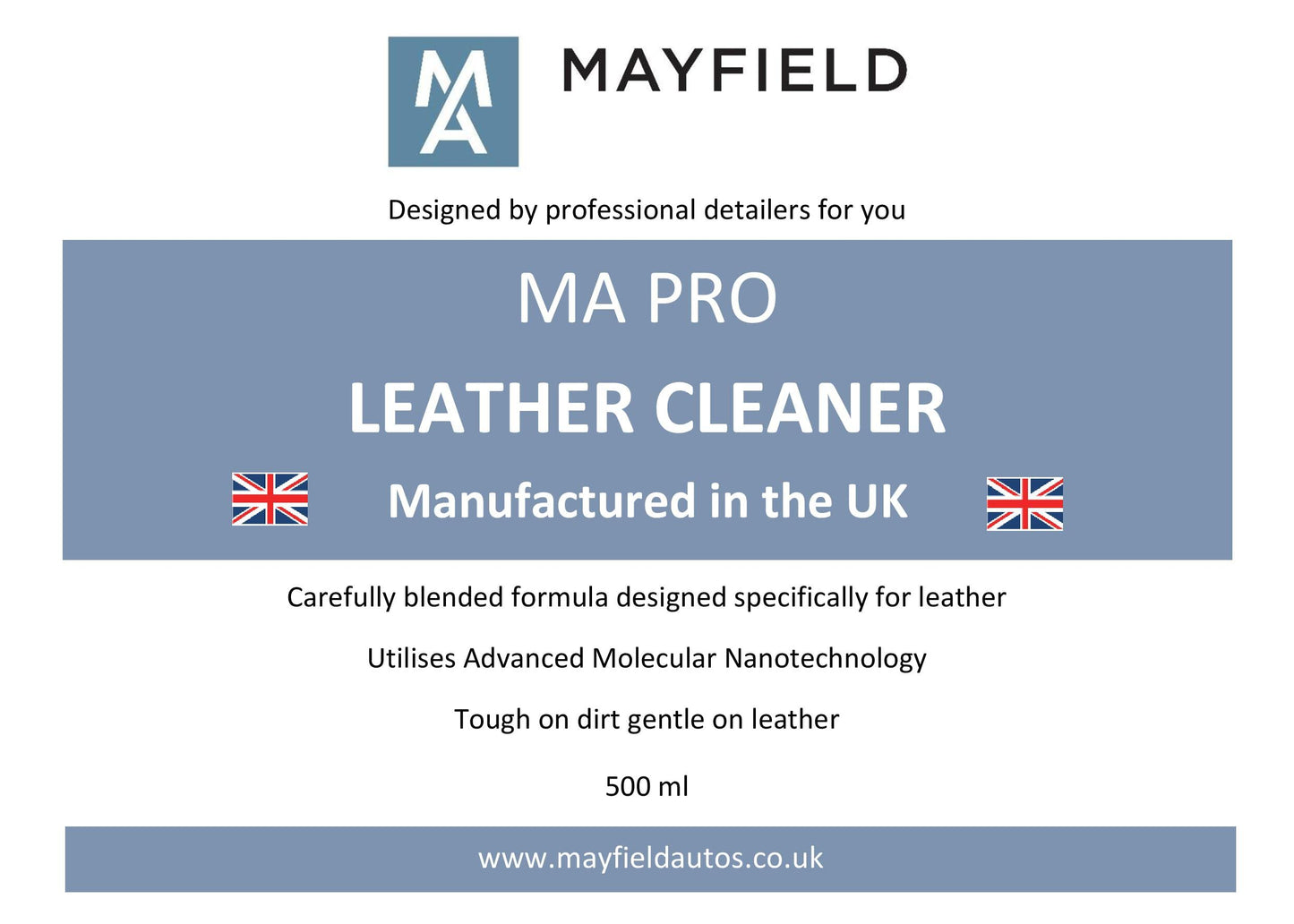 Car Leather Cleaner – 500ml - Effective, Gentle, Matt Finish, Blended Formula, Perforated, Cracked, Stitching…