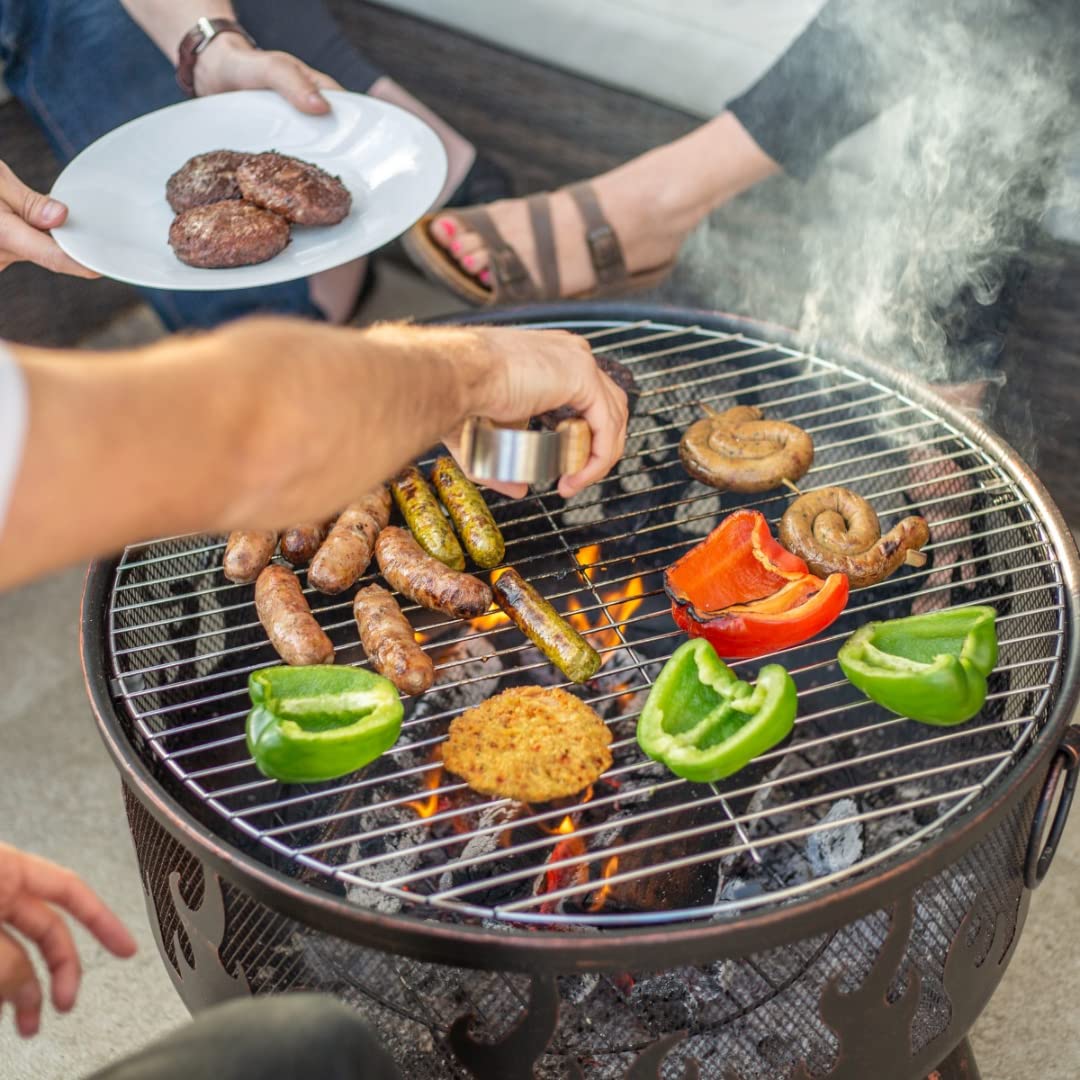 - La Hacienda Wildfire XL Steel Firepit | BBQ Grill | Bronze Effect -