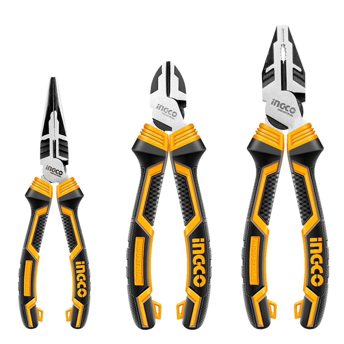 - INGCO 3Pcs High Leverage Pliers Set | 8" Combination Pliers | 7" Diagonal Cutting Pliers | 6" Long Nose Pliers -