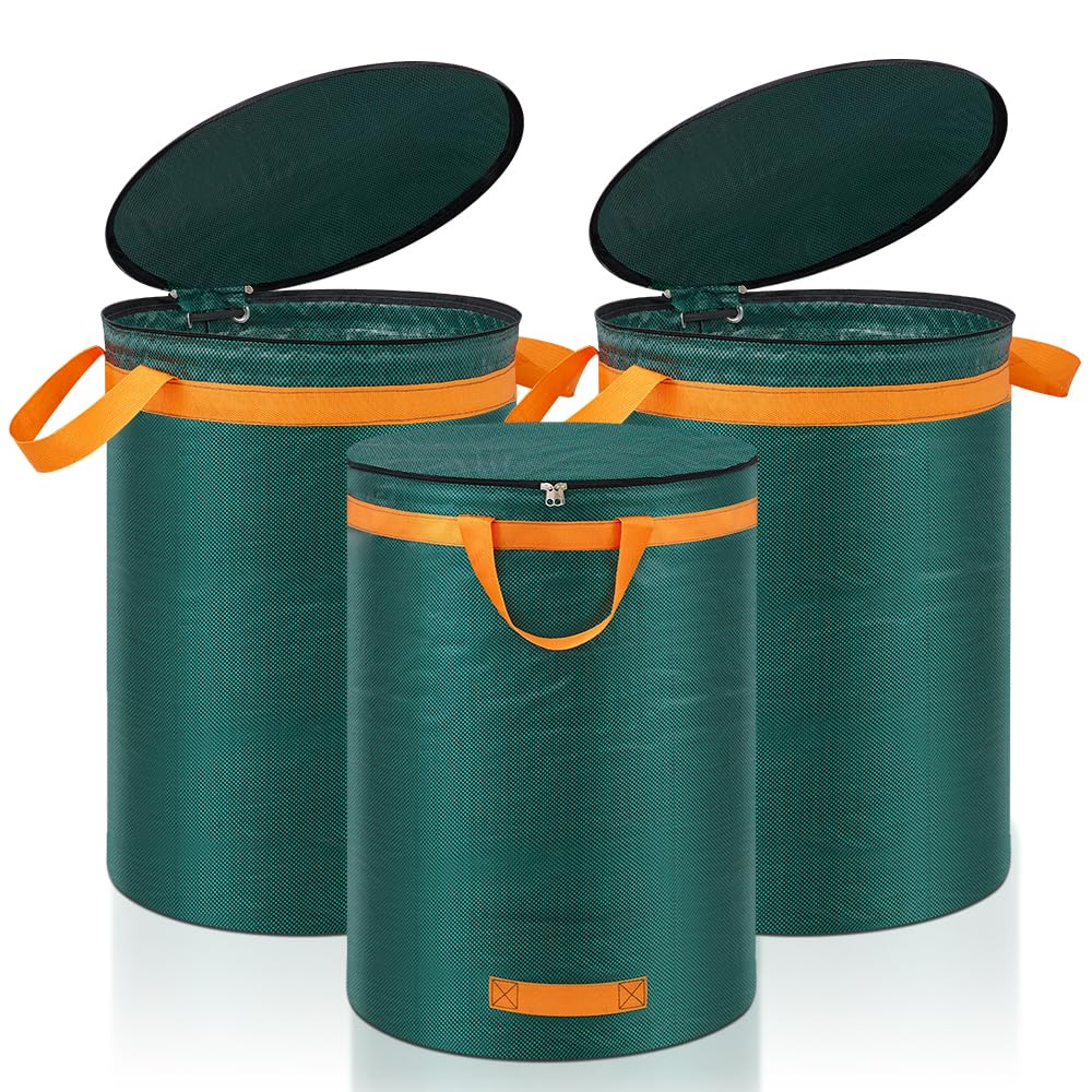 - Eurhomewit 3 Pcs Green Garden Waste Bags 272L -