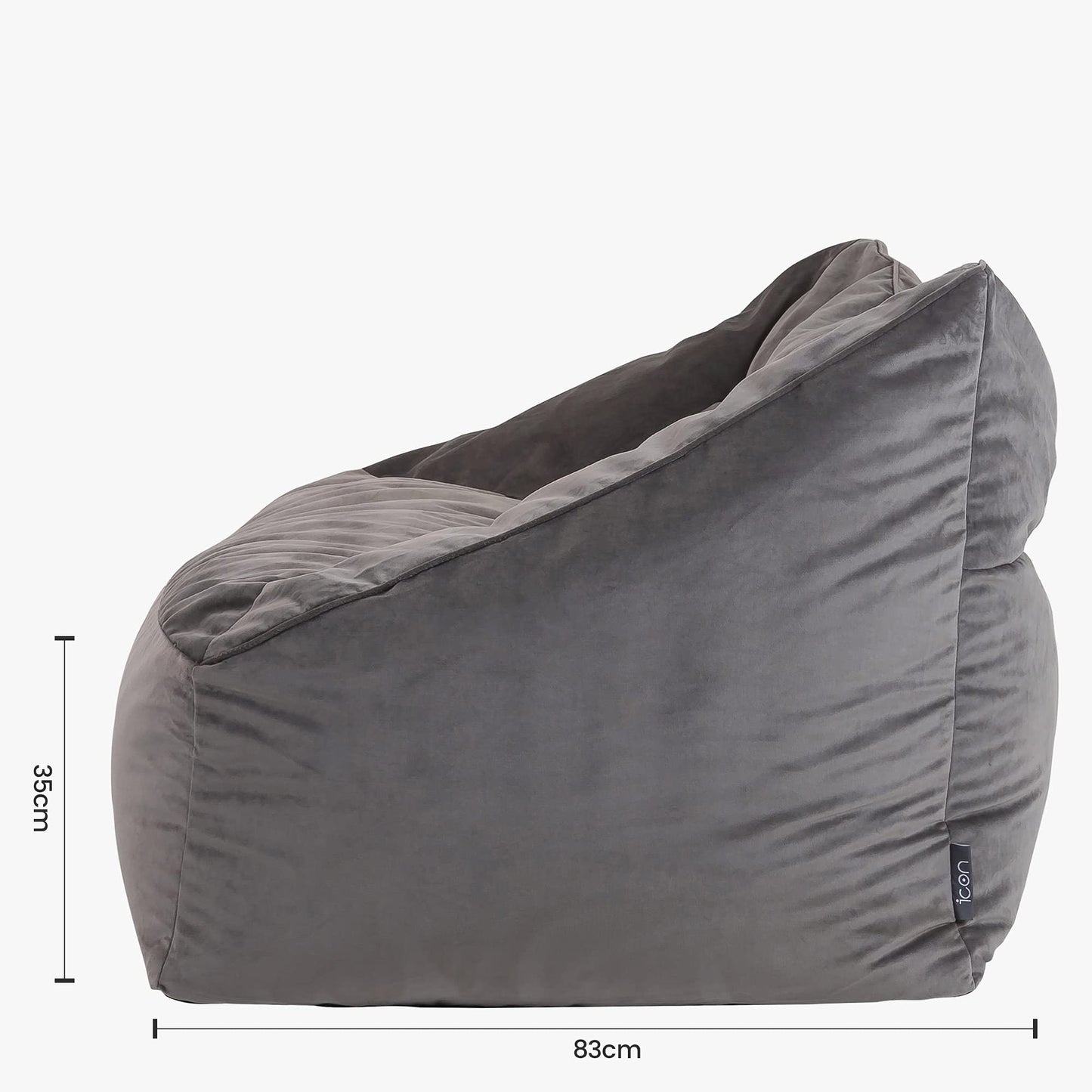 - icon Milano Bean Bag Sofa | Charcoal Grey | Giant Velvet Bean Bag Chair | Loveseat -