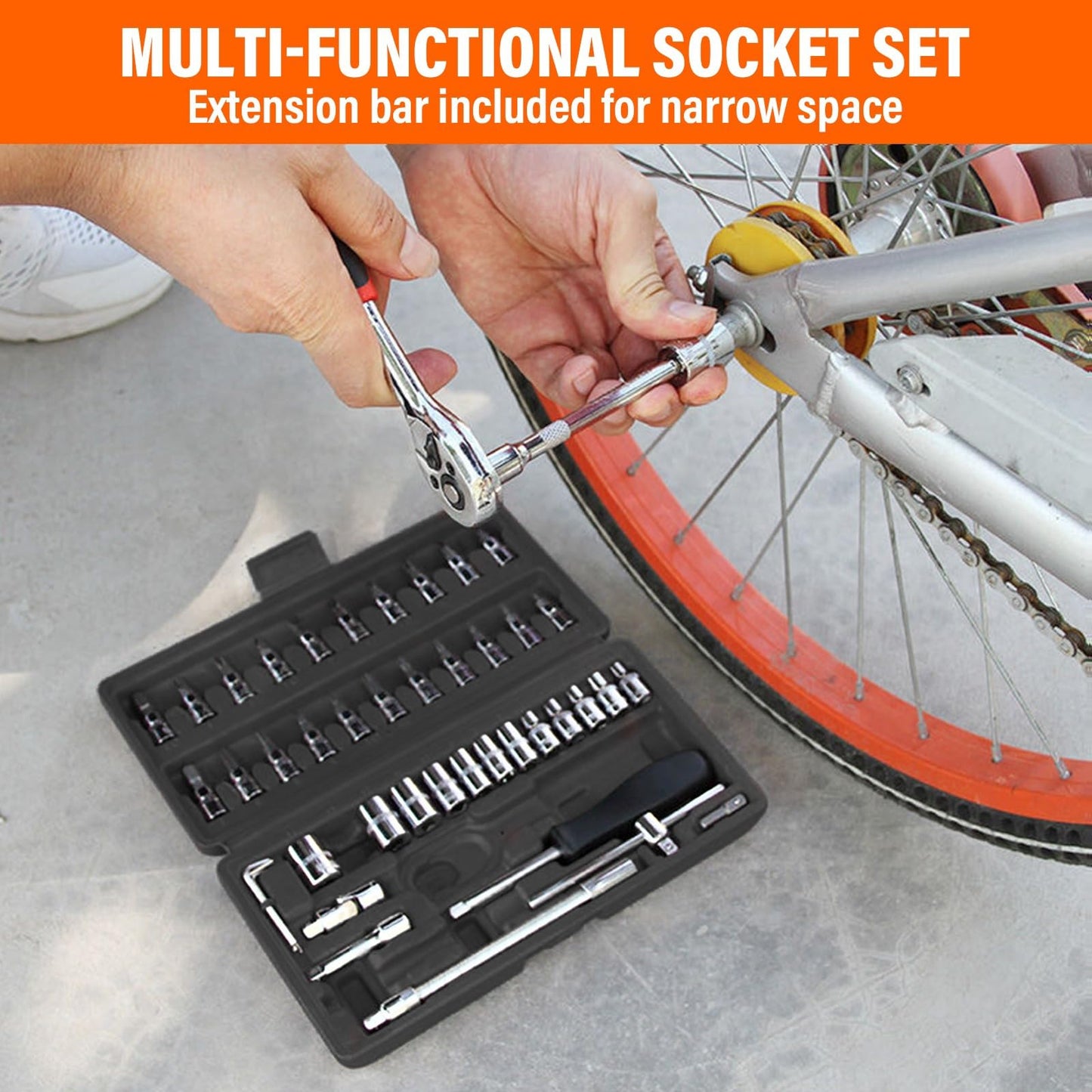- Takezuaa 46 Pieces Socket Wrench Set | Drive Ratchet Wrench Bits & Driver -